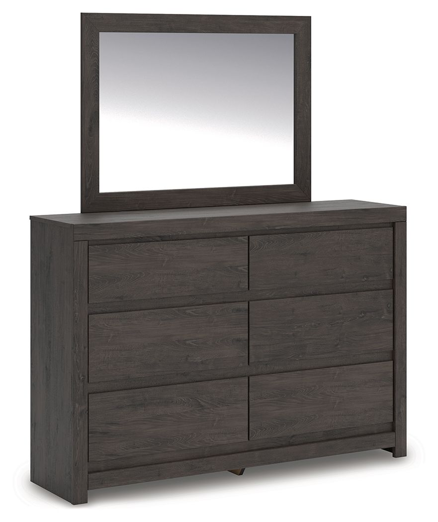 Fraluna - 3 Pc. - Queen Panel Storage Bed, Dresser And Mirror - Charcoal