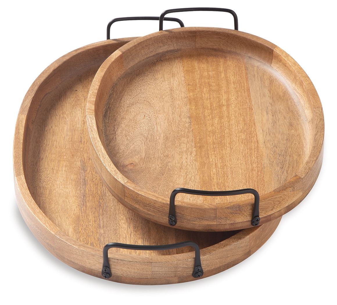 Jocelyne - Tray Set (Set of 2) - Brown / Black
