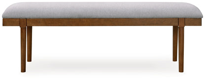 Lyncott - Large Upholstered Dining Room Bench - Gray / Brown