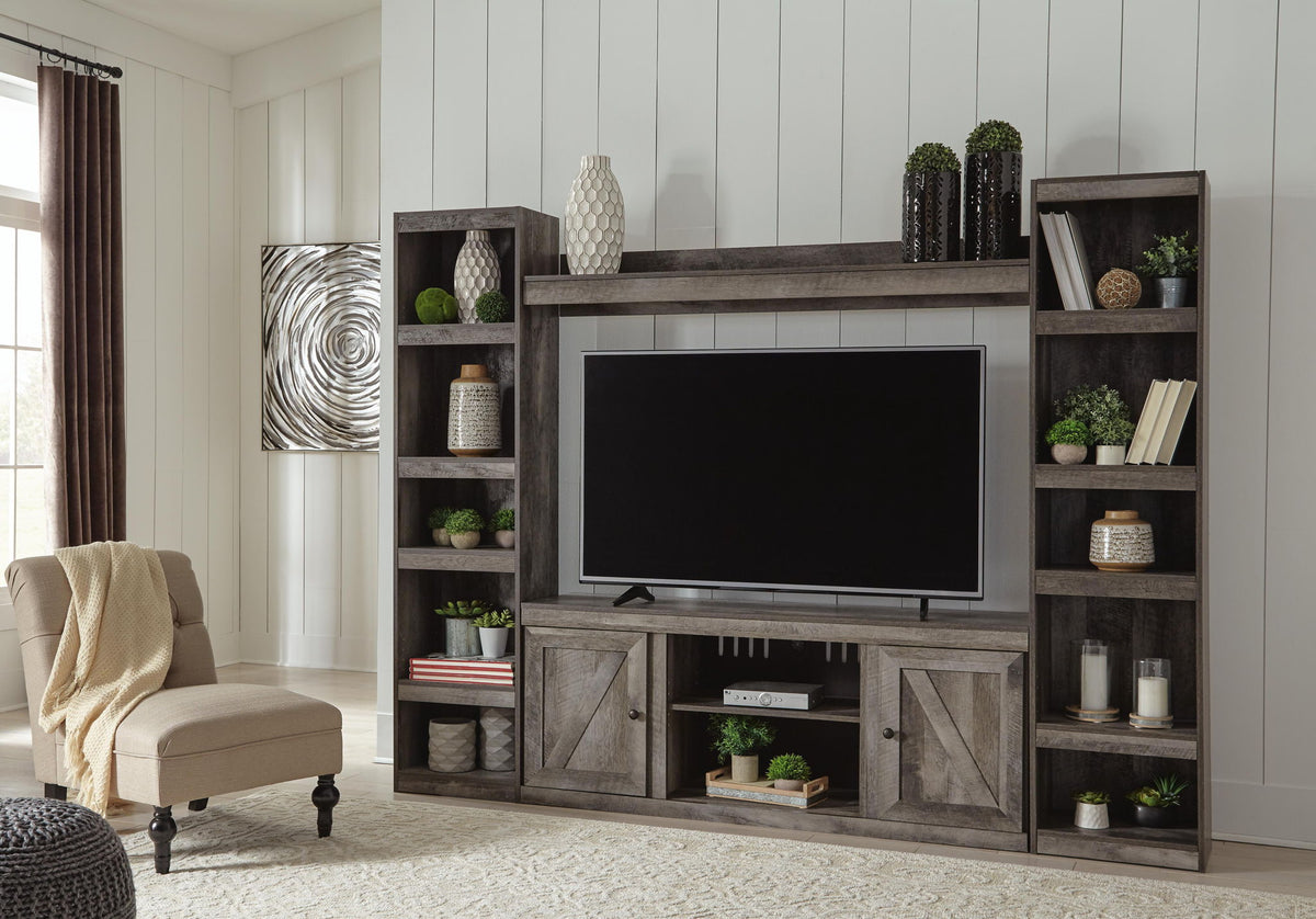 Wynnlow - 4-Piece Entertainment Center With LG TV Stand W/Fireplace Option - Gray