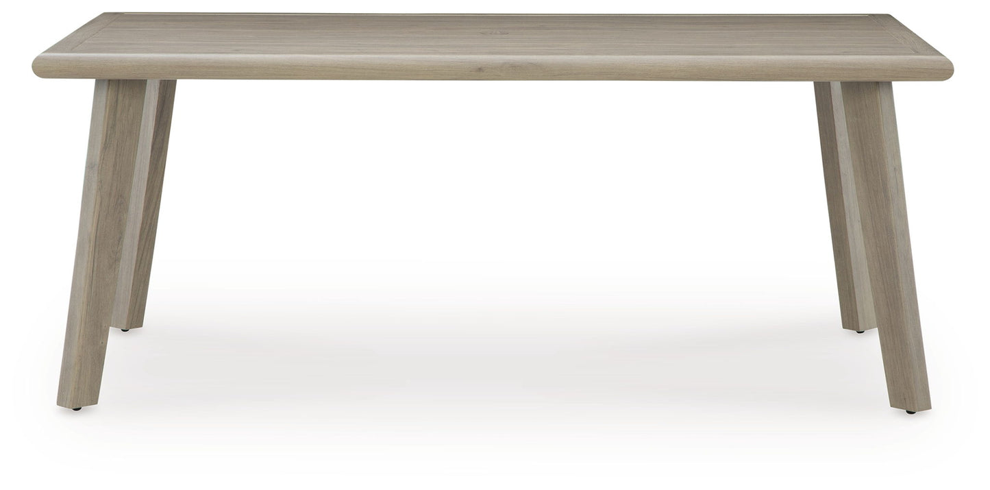 Cliff Trails - Rectangle Dining Table With Umbrella Option - Beige