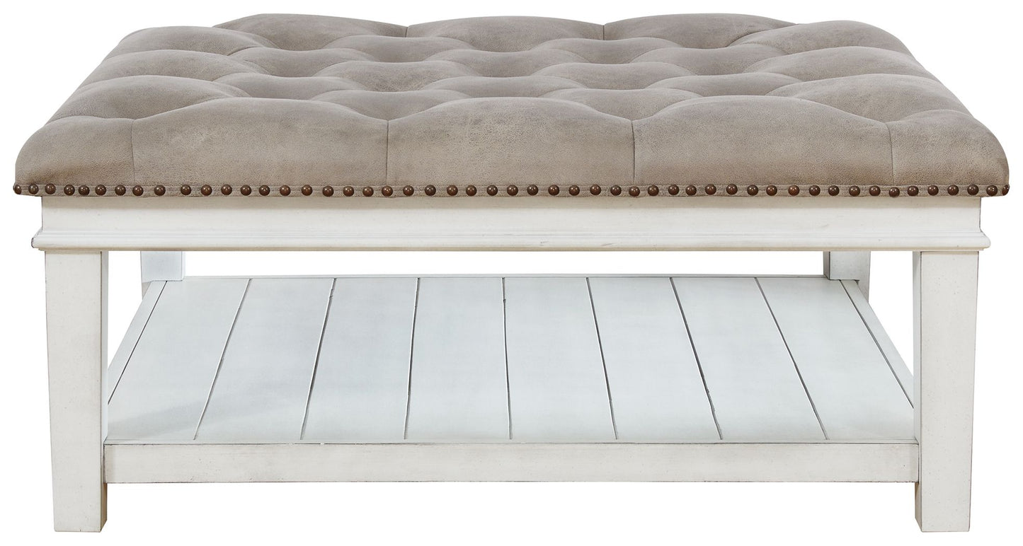 Kanwyn - Uph Ottoman Cocktail Table - Whitewash