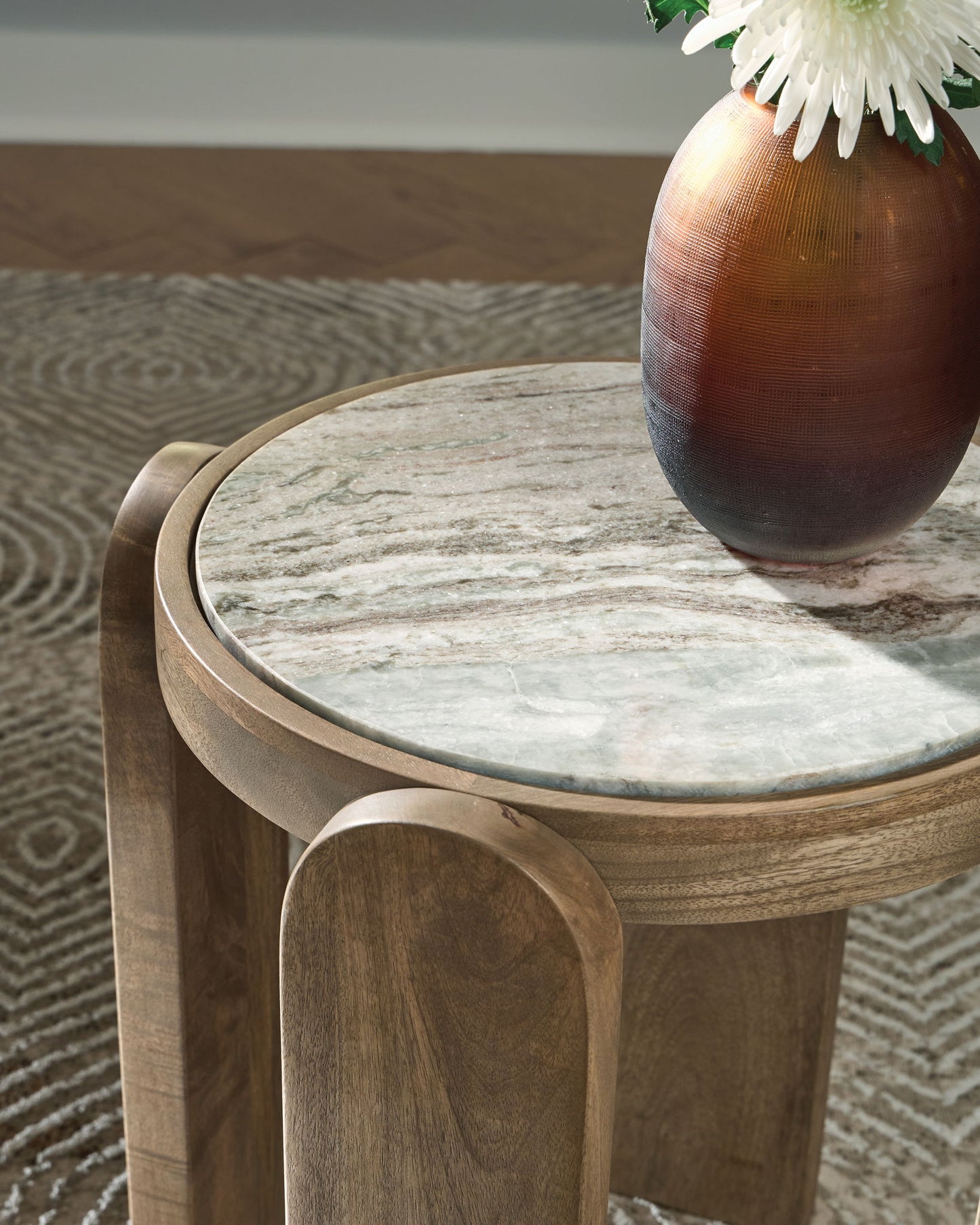 Gavrilley - Accent Table - Gray / White / Brown
